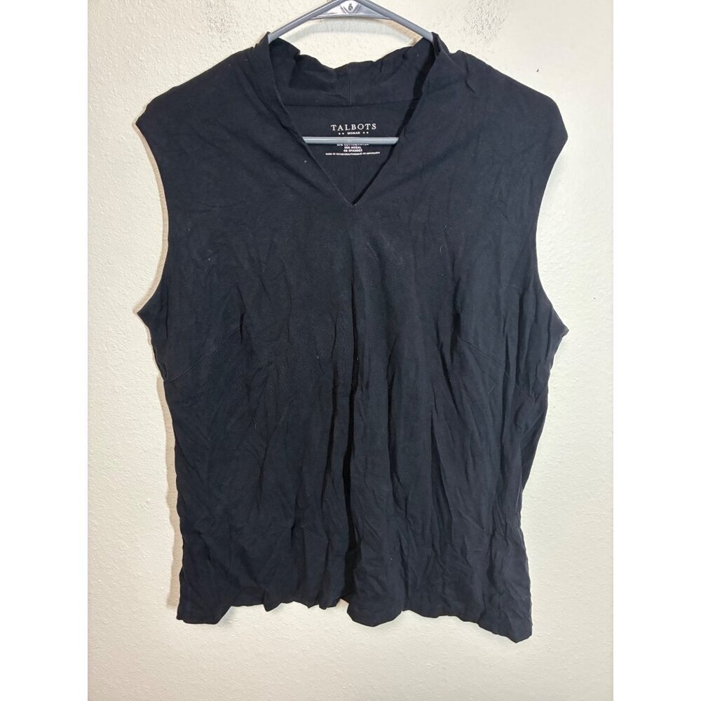 Talbots Tank Top Casual Stretch Cotton Modal Sleeveless Summer Black Size 2X BD1